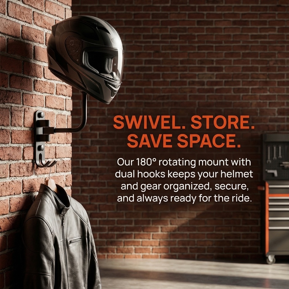 Cycling Gear Organizer Wall - Premium Aluminum Alloy Stainless Steel Helmet