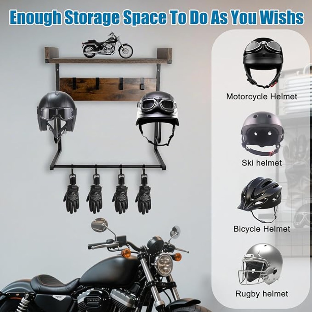 Motorcycle Helmet Holder with  - Cycling Gear Organizer Wall review and price