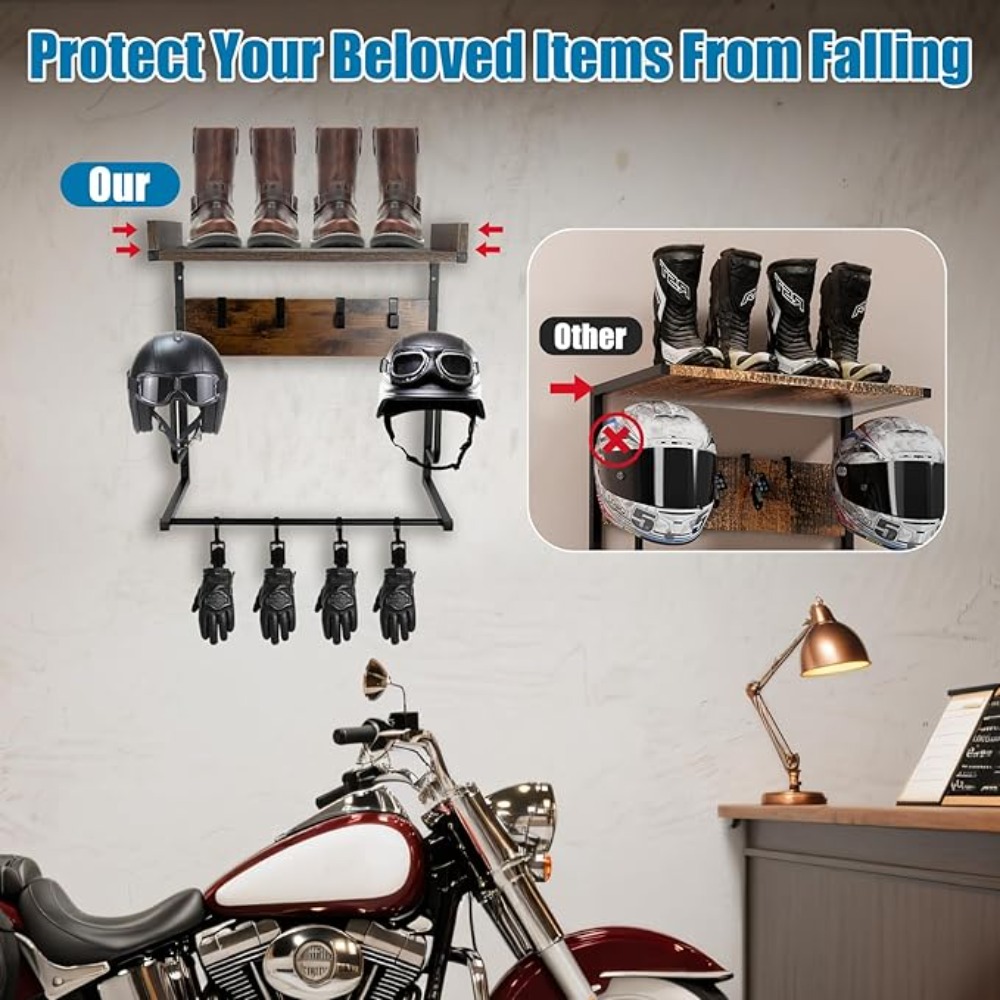 Motorcycle Helmet Holder with  - Cycling Gear Organizer Wall review and price
