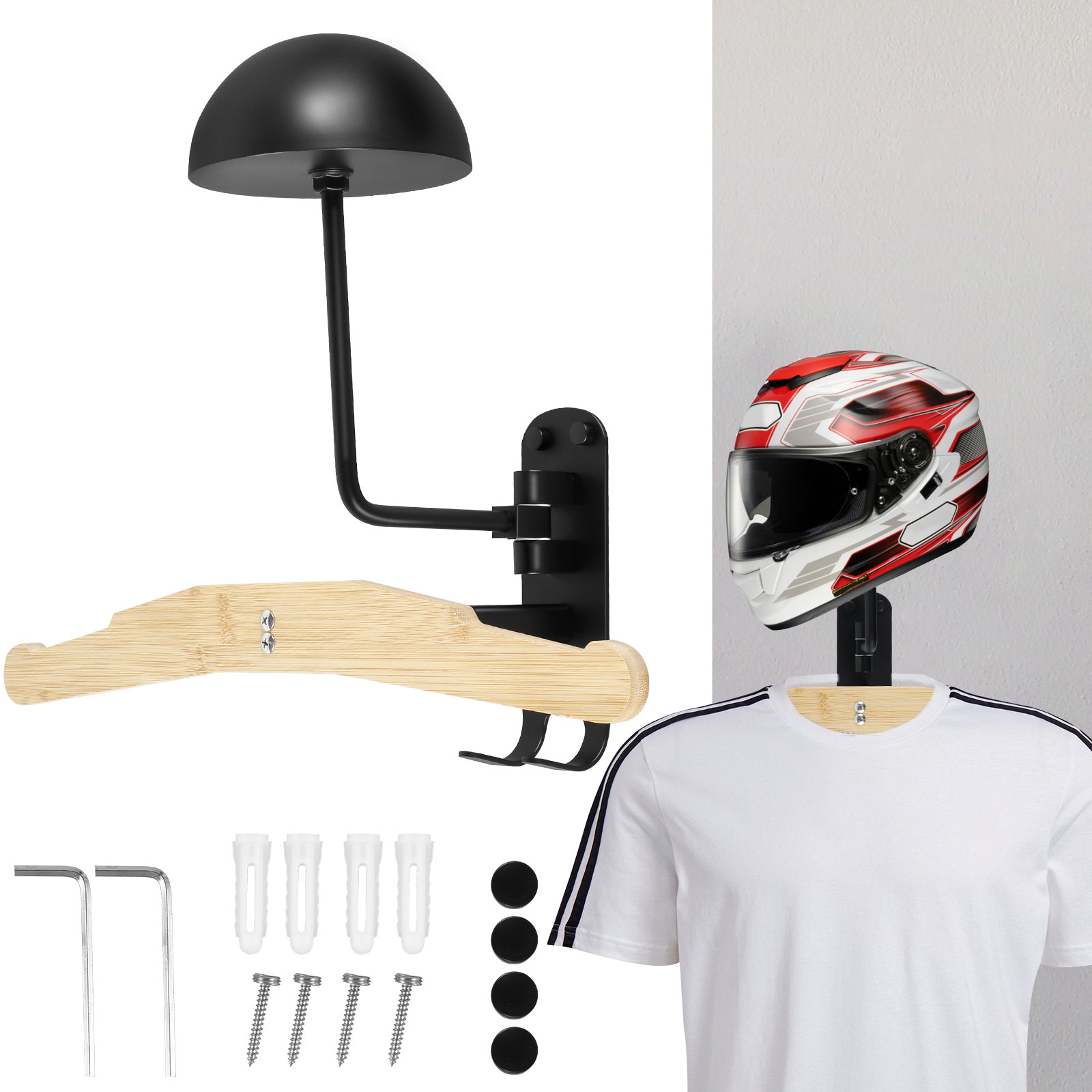 Motorcycle Helmet Rack 180° Ro - Cycling Gear Organizer Wall review and price